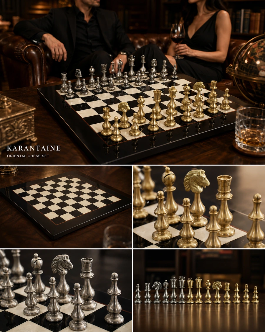 Jeu d’échecs contemporain de style oriental dans un salon raffiné