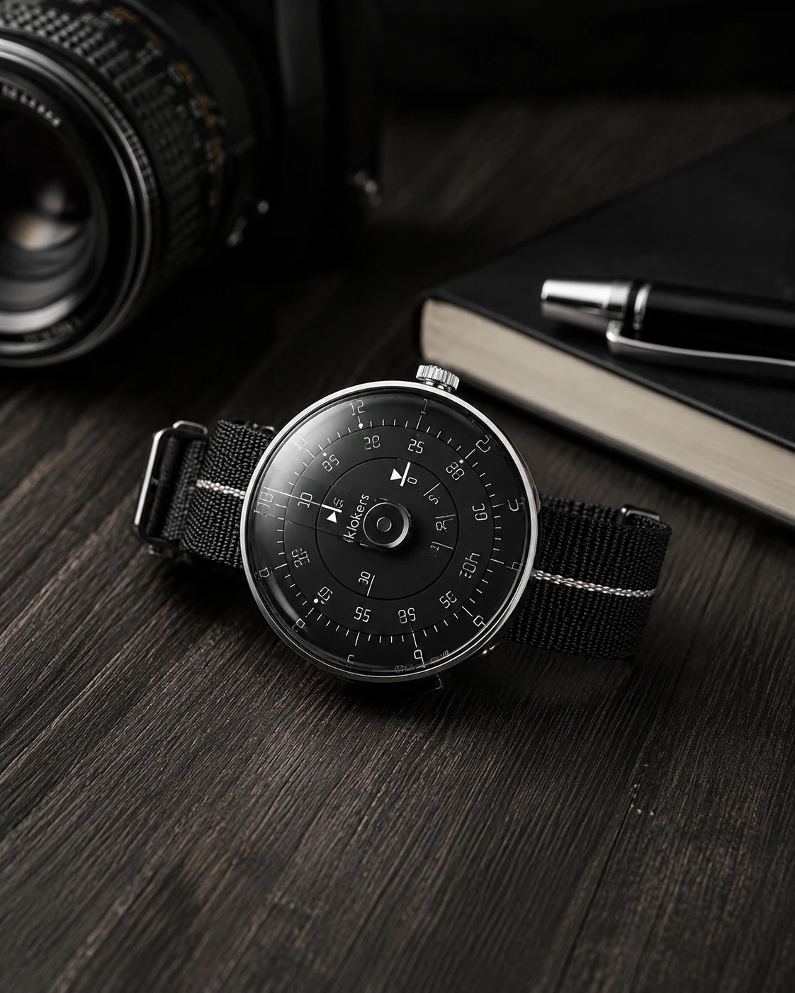 Montre Klokers KLOK-01 noire avec bracelet NATO noir