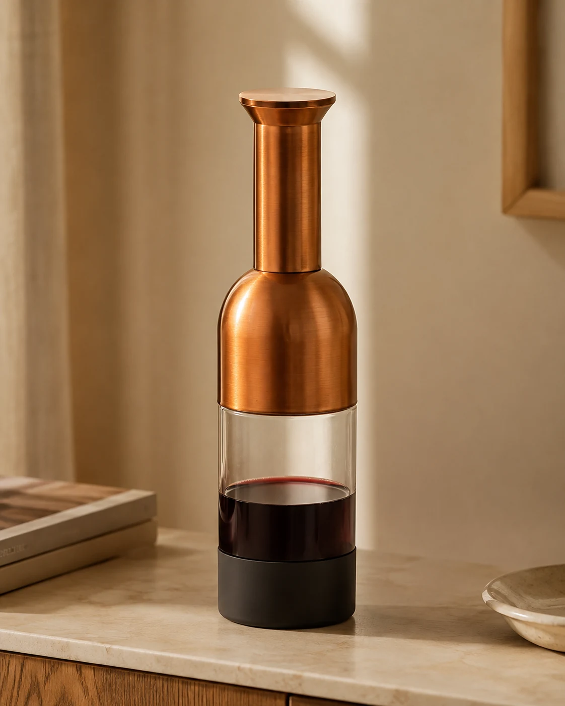 Carafe à vin ETO 750 en finition cuivre satiné